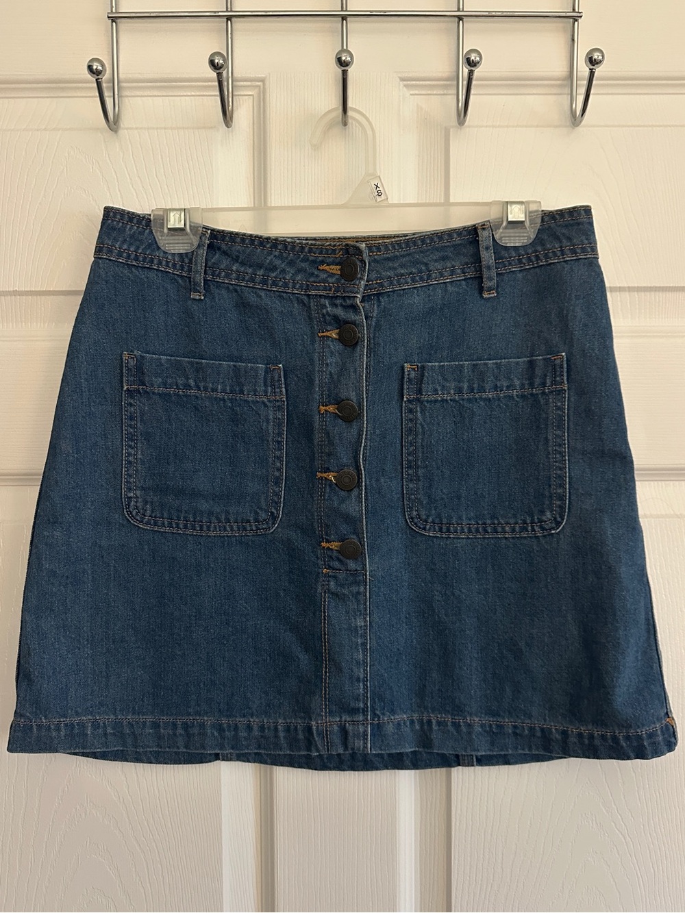 Button-Front Denim Skirt